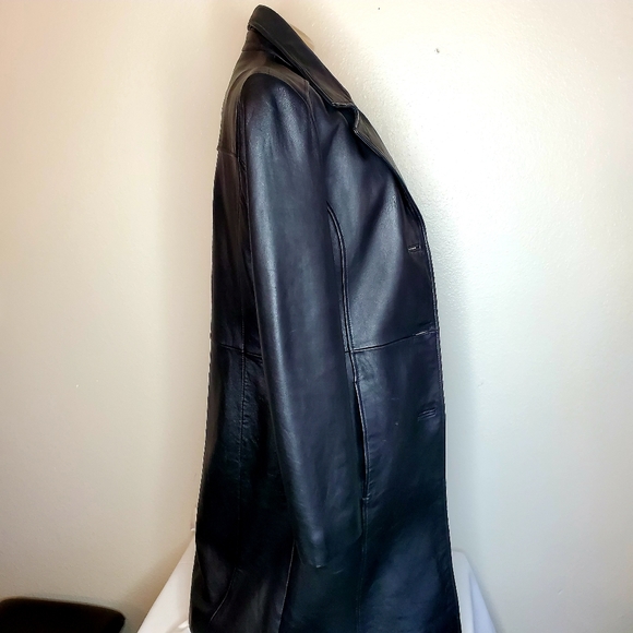 Katina Couture knee length soft leather coat M - Picture 6 of 9